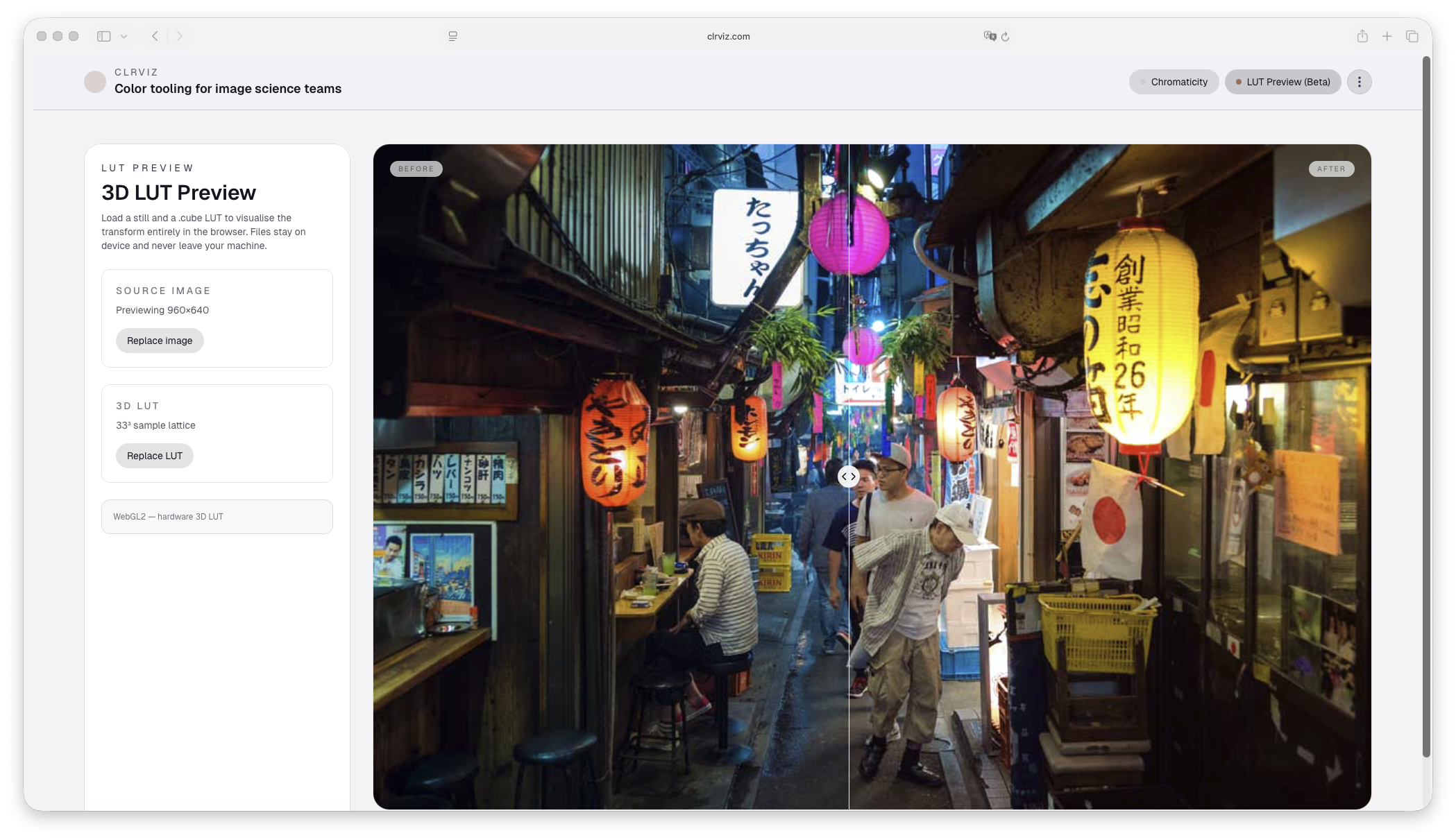 clrviz LUT preview visualization