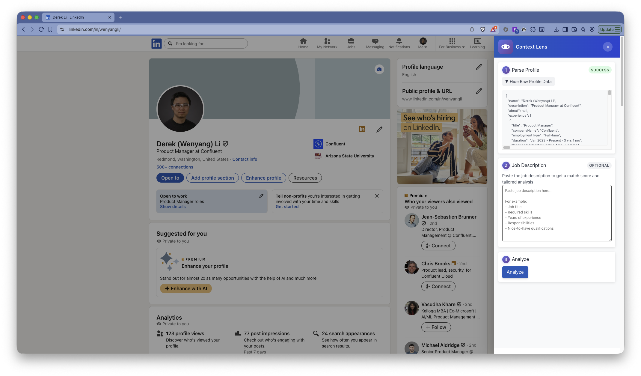 Context Lens profile parse view